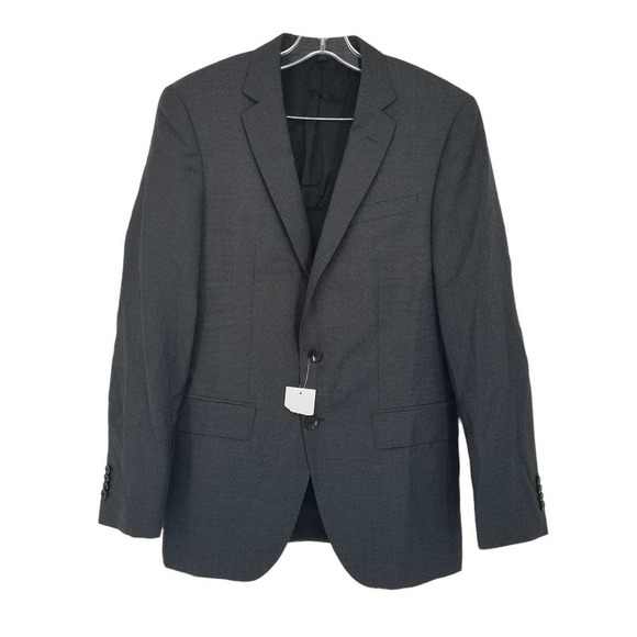Hugo Boss Charcoal Microcheck Wool Sport Coat in Open Grey Size 38 NEW WITH TAGS - Picture 2 of 7